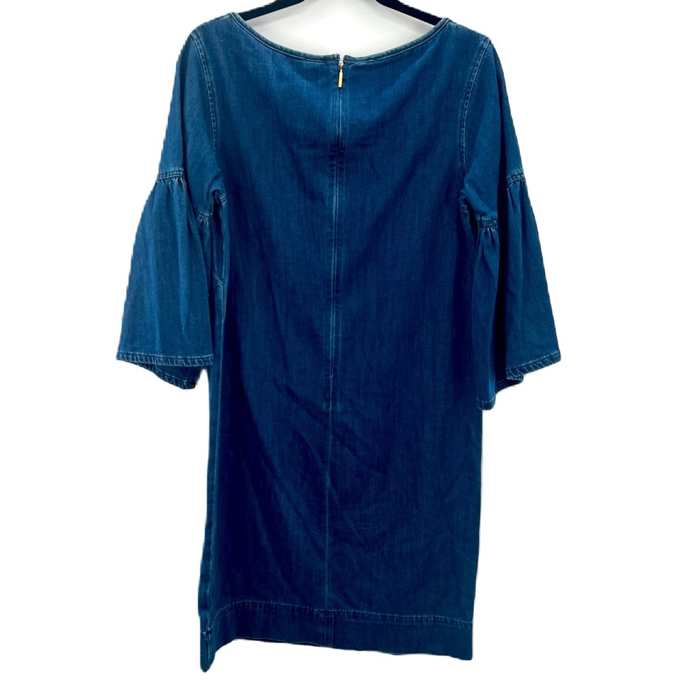 Ralph Lauren Women Denim Bell-Sleeve Shift Mini Dress Blue Size 6 Flounce - Picture 7 of 15